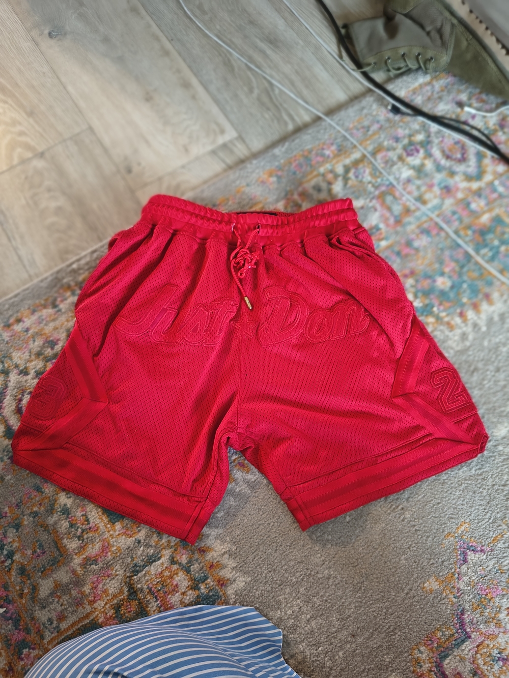 Just Don Red Athletic Mesh Shorts
